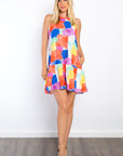 Be Stage Abstract Print Ruffle Hem Mini Dress with Pockets