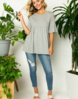 e Luna PLUS Solid Ruffled Sleeve Loose Top