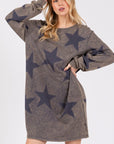 SAGE + FIG Washed Star Print Round Neck Dress