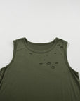 Women Distressed Holes Crew Neck Tank Top