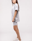 Zenana Cotton Round Neck Top & Biker Shorts Set