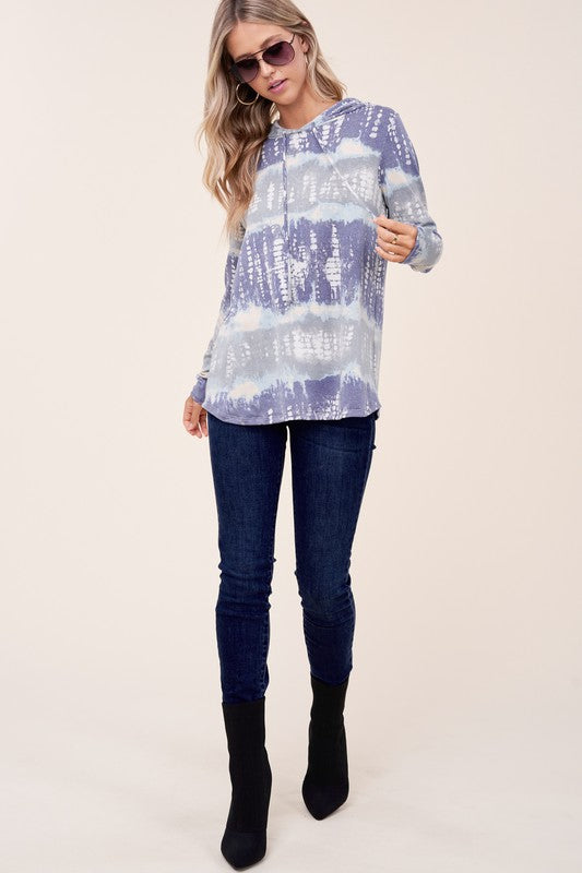 e Luna Terry Tie Dye Long Hoodie PLUS Top