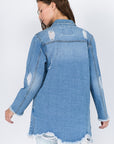 American Bazi Distressed Frayed Hem Denim Jacket