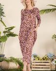 Celeste Full Size Leopard Contrast Dress with Pockets