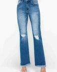 bytos Full Size Raw Hem Distressed High Rise Bootcut Jeans