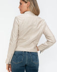 Snobbish PU Leather Zip Up Jacket with Pockets