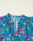 Floral Flutter Sleeve Tie Neck Belted Midi Dress