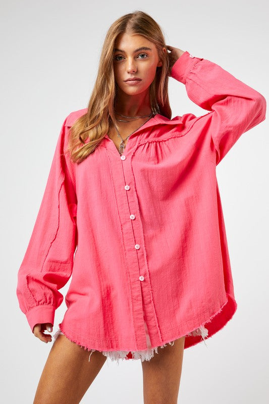 Davi &amp; Dani Button Down Relaxed Fit Shirt - Online Only