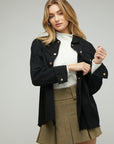 Davi & Dani Sequin Long Sleeve Button Down Jacket - Online Only