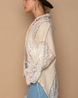 POL Oversize Lace Button-Down Shirt