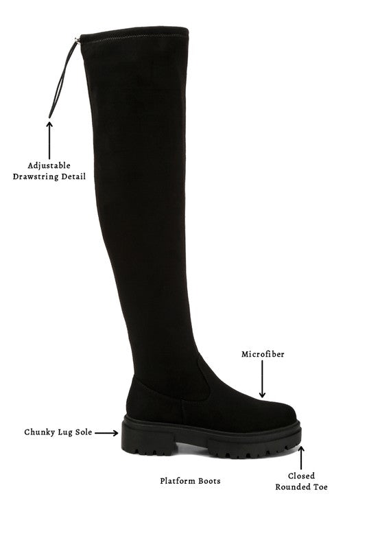 Drawstring knee shop high boots