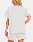 Zenana Rib Short Sleeve T-Shirt and Shorts Set