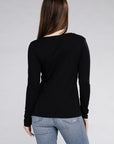 Zenana Cotton V-Neck Long Sleeve T-Shirt