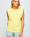 Knit Crew Neck Shoulder Pad Muscle Tee