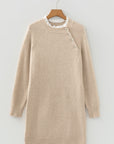 Lace Trim Buttoned Raglan Sleeve Sweater Dress