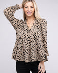 Leopard Print Ruffle Hem Blouse