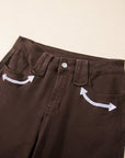 Western Arrow Embroidered Button Fly Straight Leg Jeans
