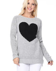 Cozy Heart Jacquard Round Neck Pullover Sweater