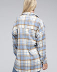 Plaid Shacket Blue & Tan