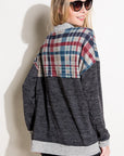 e Luna PLUS Solid Plaid Mock Neck Top