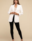 ZENANA Woven Long Sleeve Open Front Classic Blazer