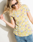 e Luna Floral Print Triblend Top