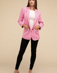 ZENANA Woven Long Sleeve Open Front Classic Blazer