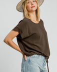 Umgee Drawstring Hem Round Neck Short Sleeve T-Shirt