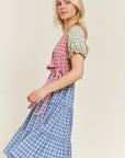 COLORBLOCK GINGHAM DRESS