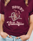 Howdy Valentine Cowboy Boots Graphic Tee