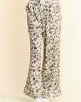 Davi & Dani Drawstring Leopard Wide Leg Pants