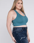 ZENANA Plus Ribbed Cropped Racerback Tank Top