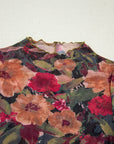 Floral Mesh Lettuce Trim Long Sleeve Top