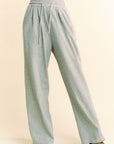 Davi & Dani Rhinestone Elastic Waist Wide Leg Pants