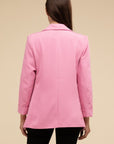 ZENANA Woven Long Sleeve Open Front Classic Blazer