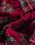 Plaid Collared Bow Tie Ruffle Long Sleeve Blouse