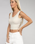 Zenana Ribbed Scoop Neck Cropped Sleeveless Top