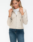 Snobbish PU Leather Zip Up Jacket with Pockets