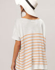 BiBi V Neck Striped Short Sleeve Top