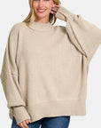 Zenana Side Sit Oversize Sweater