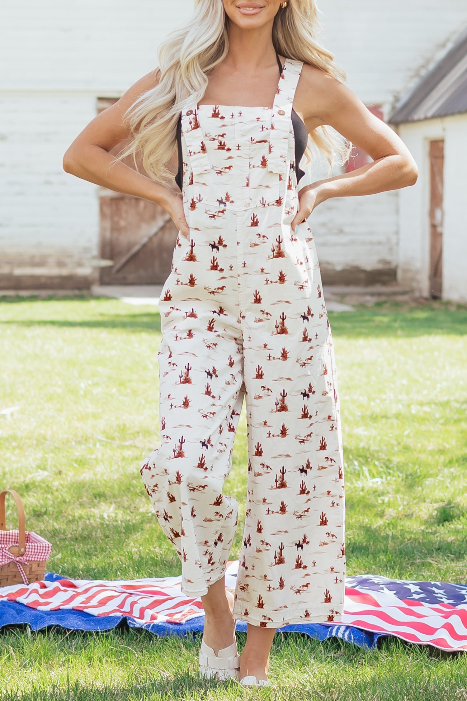 Western Adjustable Buttoned Strap Dungaree Jumpsuit