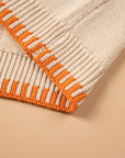 Pumpkin Floral Embroidered Round Neck Sweater
