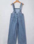 Pleated Wide Leg Pocketed Denim Jumpsuit