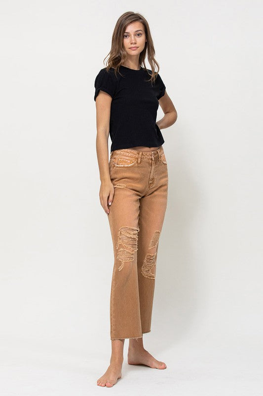 VERVET by Flying Monkey High-RIse Straight Crop Jeans