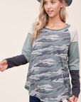 e Luna PLUS Camouflage Color Block Top