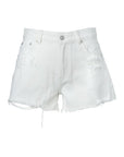 Lilou Distressed White Denim Shorts - Online Only