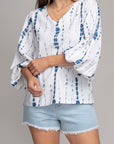 V -Neck Top with Balloon Sleeves