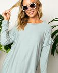 e Luna Pin Striped Ruffled Long Sleeve Top