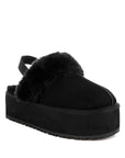 Kutchu Faux Fur Trim Platform Classic Slingback