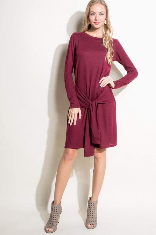 e Luna Solid Brushed Jersey Shift Casual Mini Dress